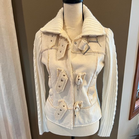 Vanity Jackets & Blazers - Cream Suede Sweater Jacket, Size fits like a medium